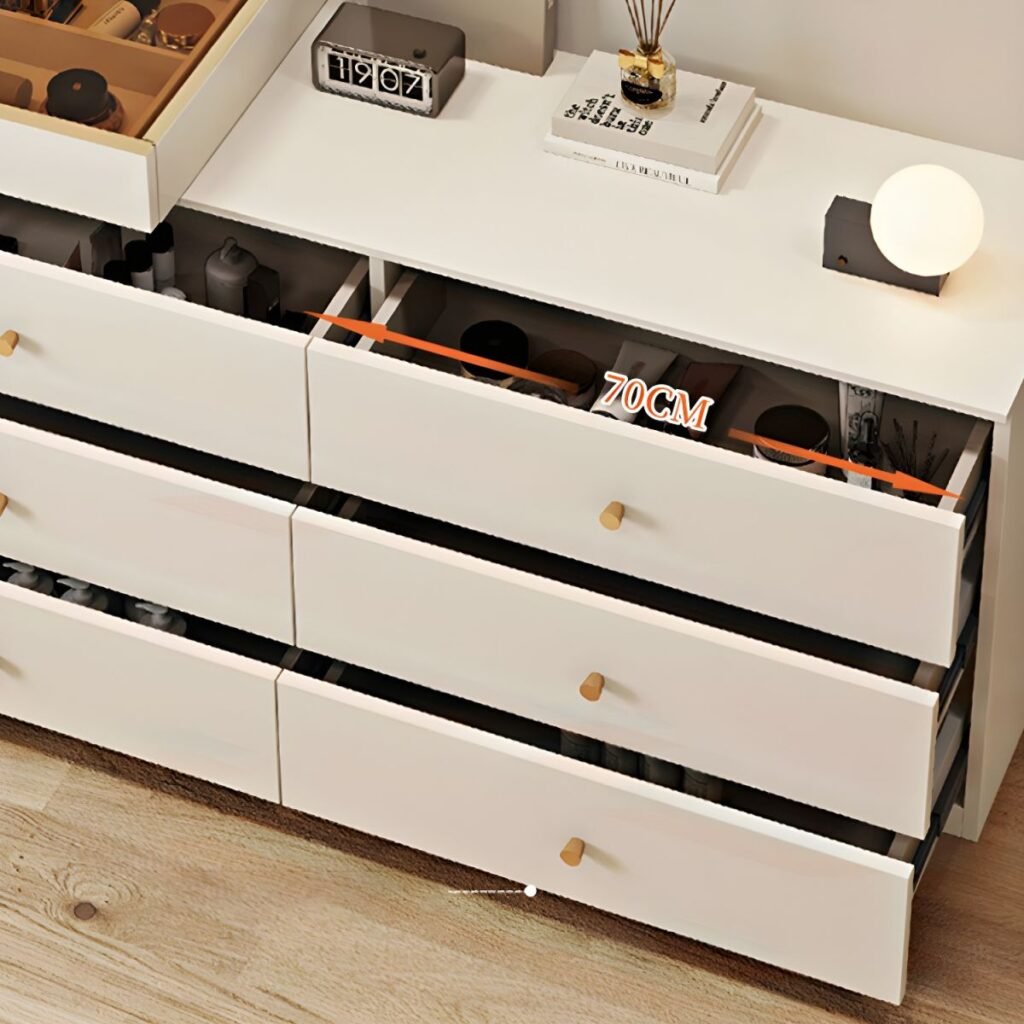 1200x12007 109 Glass Top Vanity with Drawers | Elegant White 140cm Desk