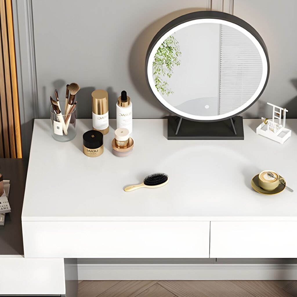 1200x12007 114 Grey and White Vanity | Serene 80cm Compact Table