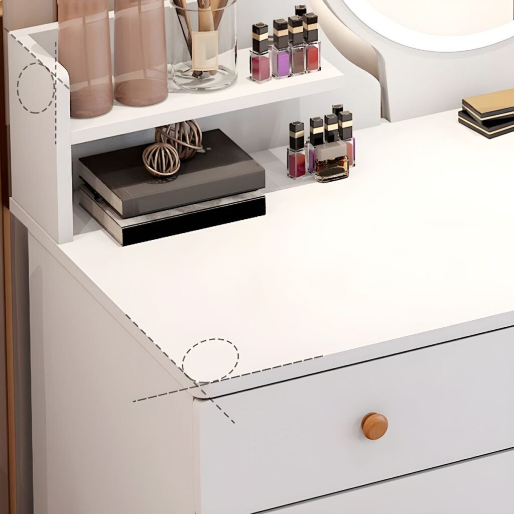 1200x12007 121 Textured White Vanity Desk | Radiant 80-100cm Set