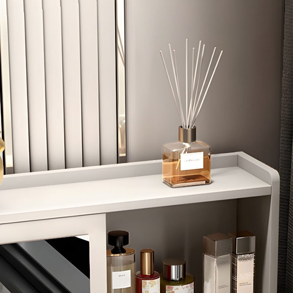 1200x12007 122 Chic Grey Vanity Desk | Sleek 120cm Asymmetric Set
