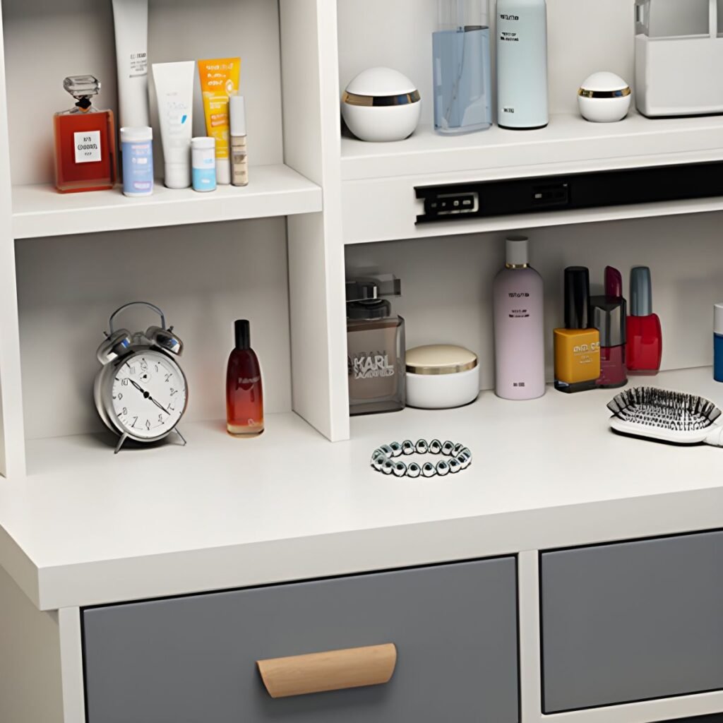 1200x12007 140 Modern Swivel Vanity Desk | Chic 132cm Grey Wood Set