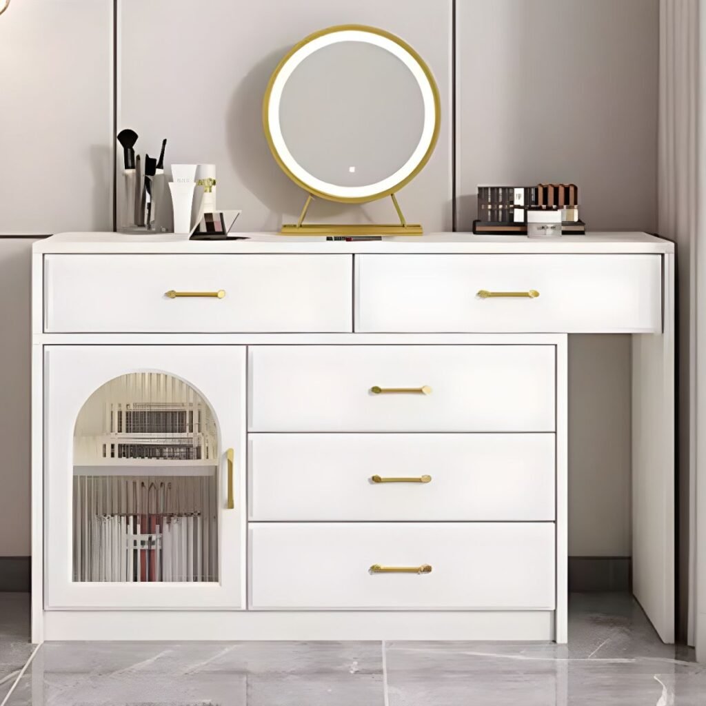 1200x12008 138 LED Vanity with Fluted Glass | Elegant White 120cm Desk