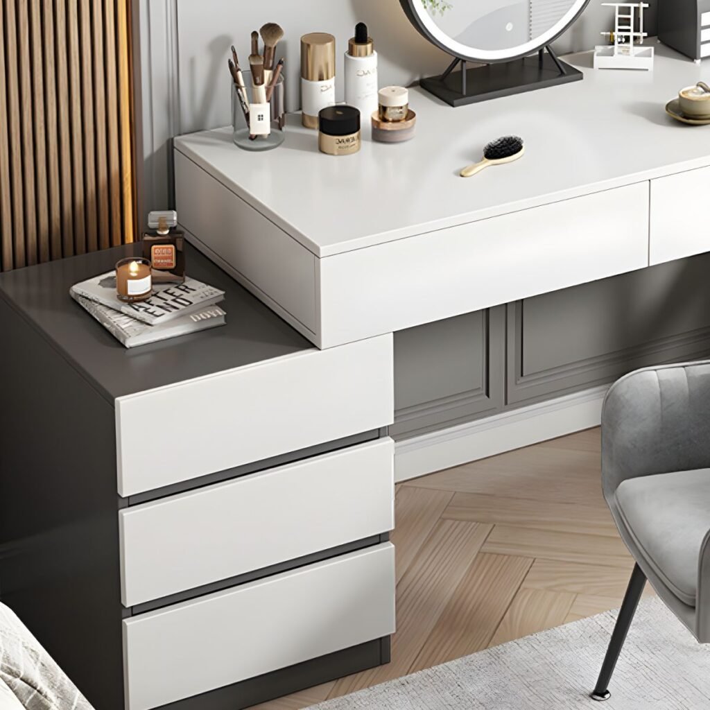 1200x12008 140 Grey and White Vanity | Serene 80cm Compact Table