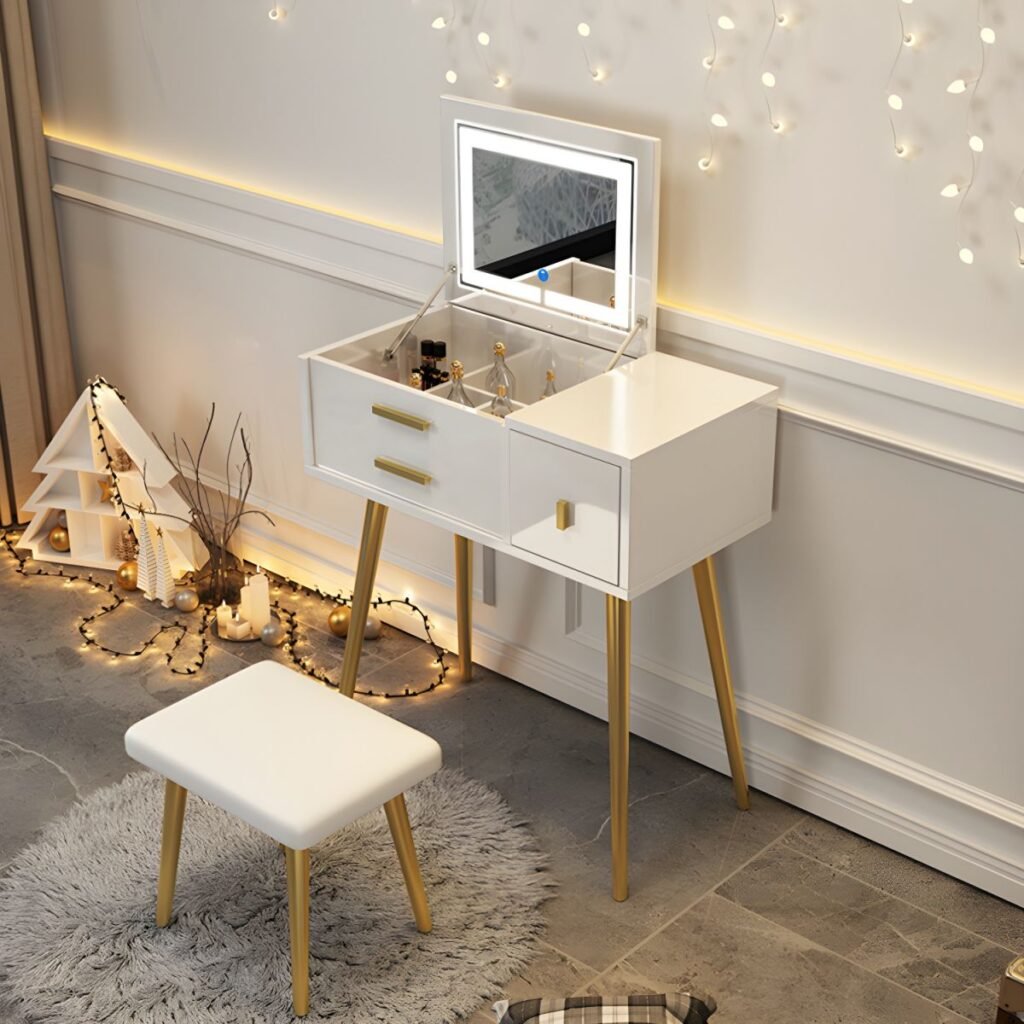 1200x12008 146 White Vanity with Accent Handles | Joyful 80-100cm Set