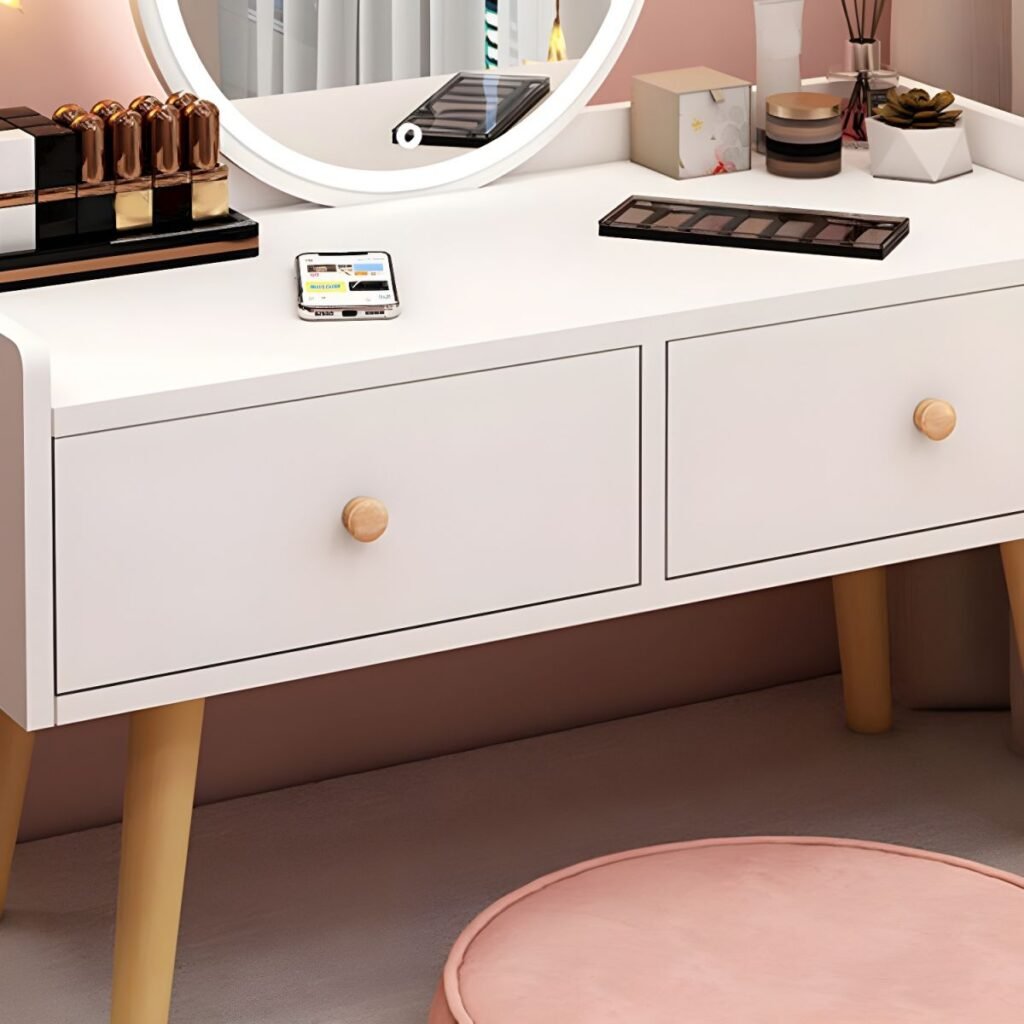 1200x12008 157 White Petite Vanity Set | Radiant 60cm Minimalist Desk