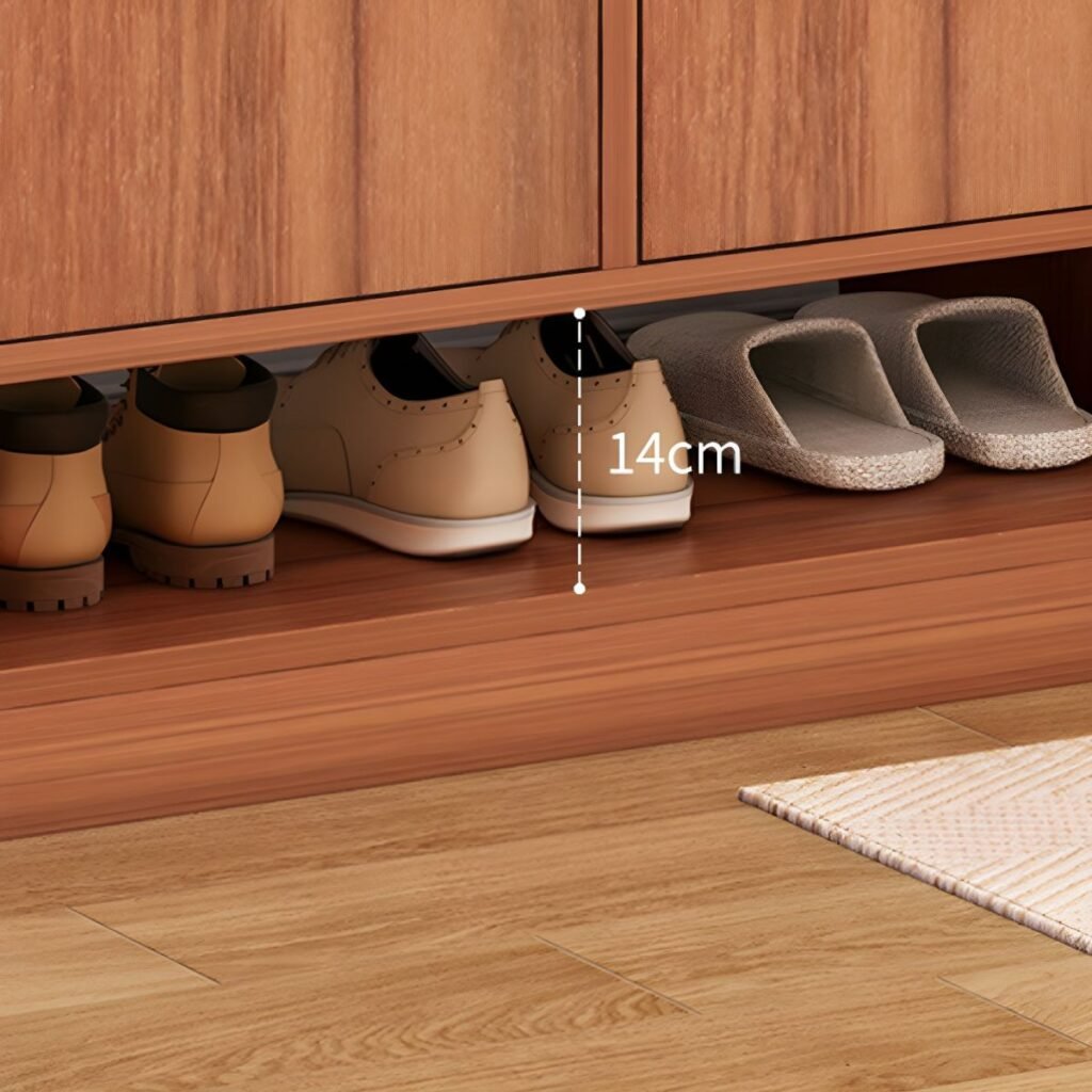 1200x12008 161 Engineered Wood Shoe Storage Cabinet 3 Tiers Shoe Stack with Shelf, Drawers, Gate,Dustproof Cover, and Closed Back