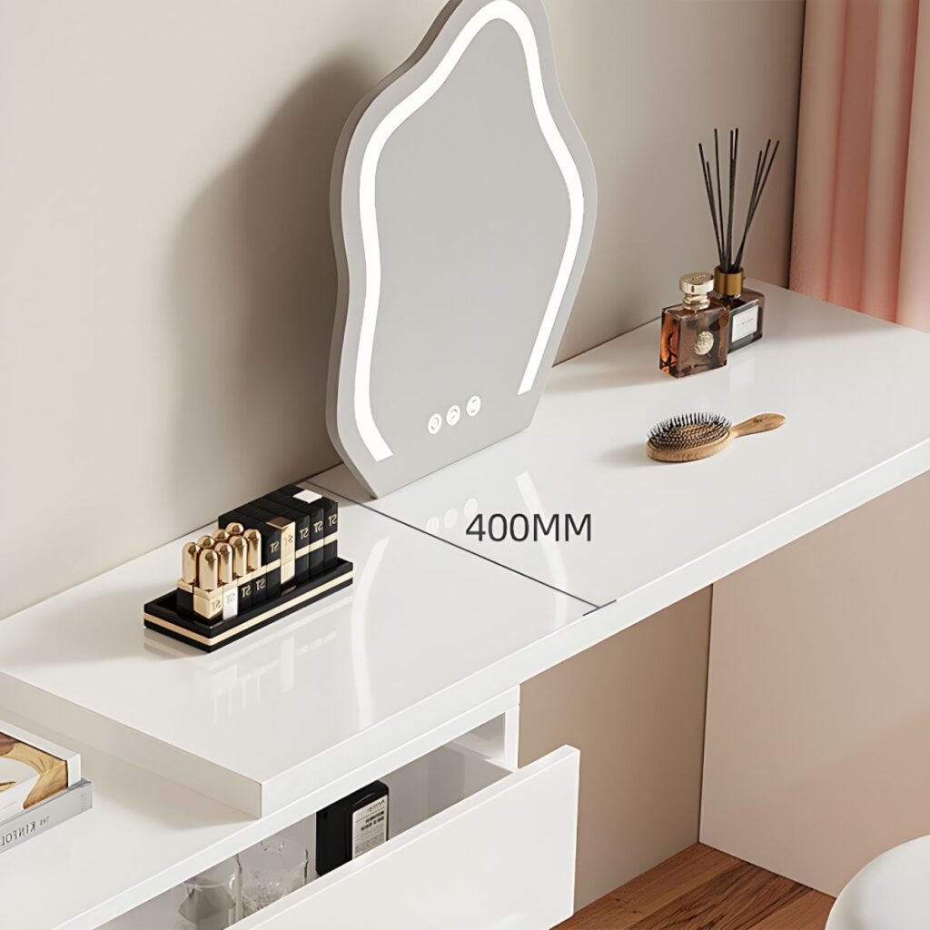 1200x12009 164 White Vanity with Drawers | Pristine 80cm Compact Desk