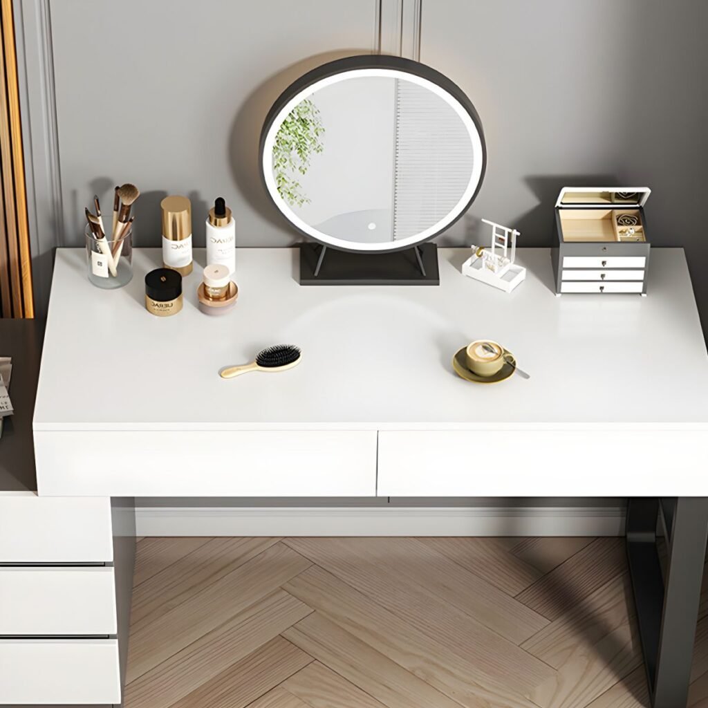 1200x12009 165 Grey and White Vanity | Serene 80cm Compact Table