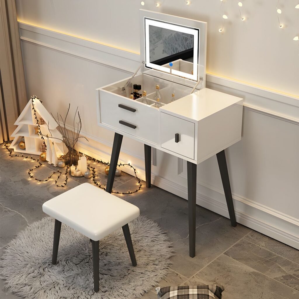 1200x12009 169 White Vanity with Accent Handles | Joyful 80-100cm Set