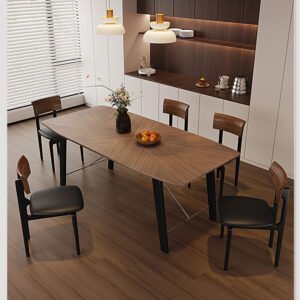 Modish Solid Wood Dining Table in Sepia/Wood Grain with Fixed Legs, Scratch-proofed for Seats 4/Seating for 6