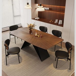 Modish Sepia Fixed Chip Resistant Solid Wood Dining Table with Ash Wood Legs forSeats 4/Seating for 6