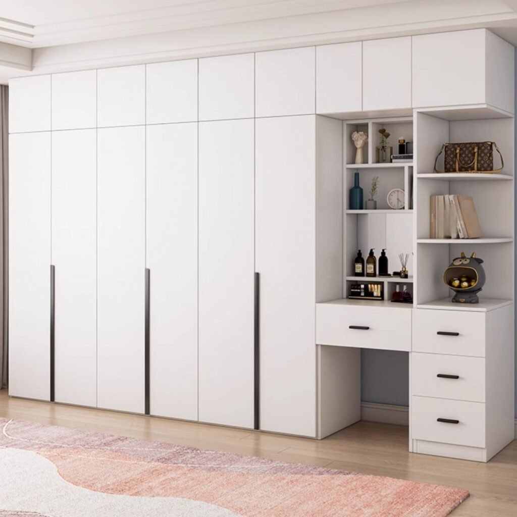 1200x1200 100 Exquisite White Armoire with Side Display Shelves - Premium 94.5" Tall ENF Eco-Friendly Wardrobe System