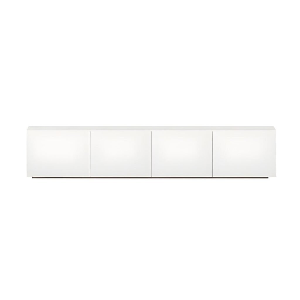 1200x1200 117 Sleek Modern White TV Console with 86.5-inch Handless Cabinet Storage, Sophisticated Eco-Friendly E0 Media Stand for Luxury Living