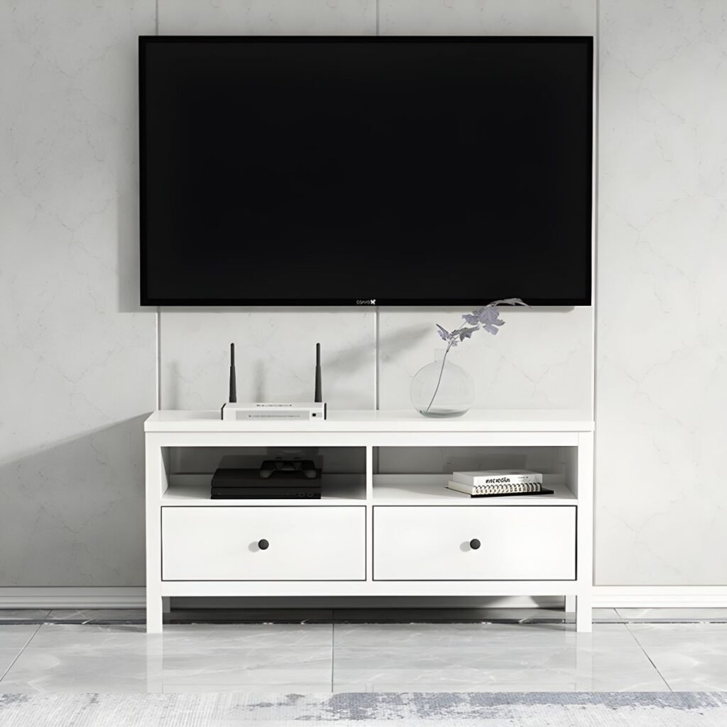 1200x1200 130 Matte White Modern TV Stand with Versatile Sizes, Sophisticated 47-94 inch Media Console for Elegant Living Sets