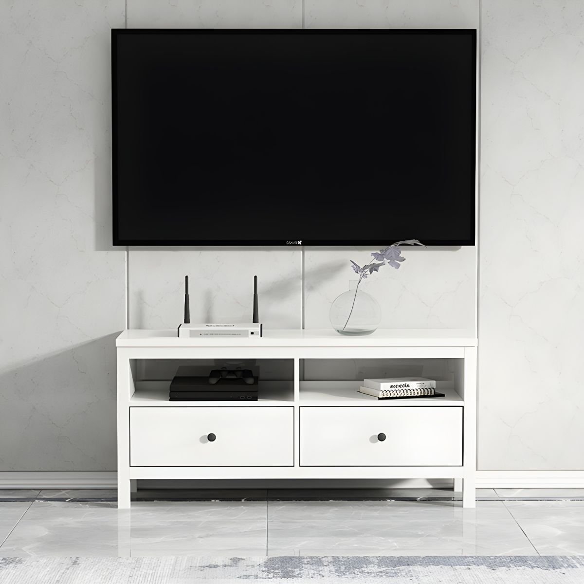 Modern Simple Style Reclaimed Wood TV Stand with Shelf, Drawers, Storage Cabinet, and Open-air Storage - Image 9