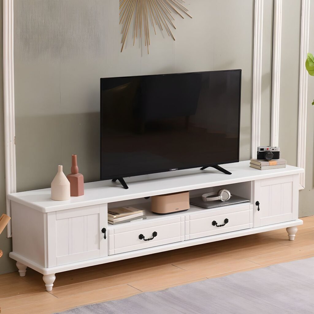 1200x1200 131 Classic White Grand TV Unit with Elegant Storage, Stunning 110 inch European Mansion Style Media Wall