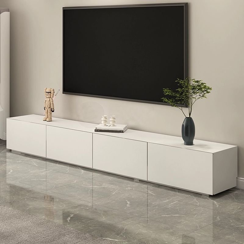 White Art Deco Wooden TV Stand with Shelf, 2 Drawers, 2 Cabinets, and Cable Management - Image 7