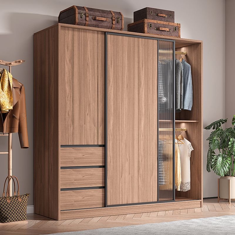 Minimalist Manufactured Wood Wardrobe Closet with Interior Shelves and Clothing Rod - Image 11