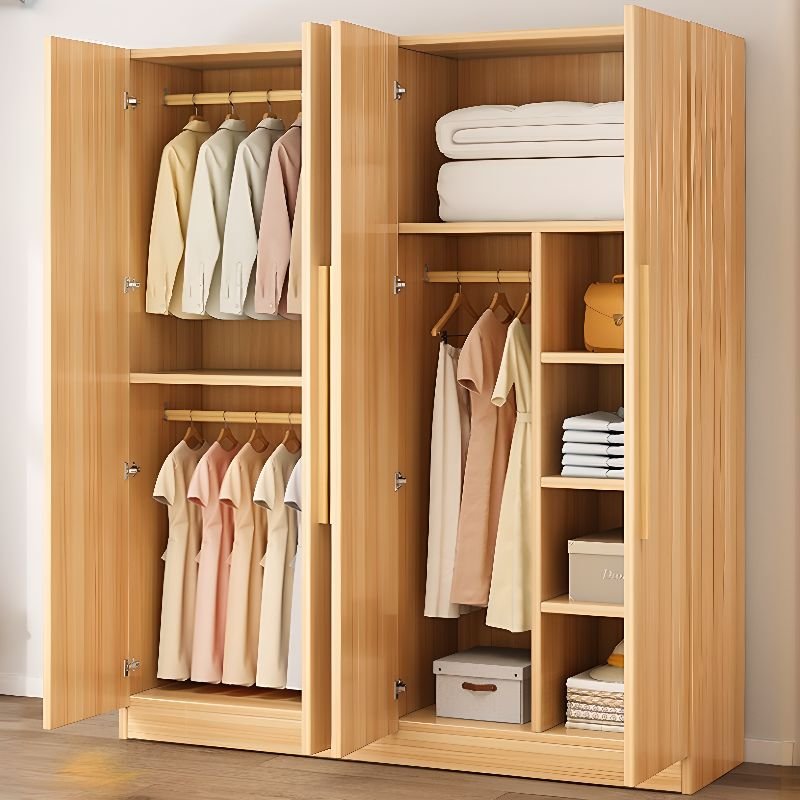 Simple Composite Wood Self-supporting Wardrobe with Soft Close Door, Interior Shelves, and Hanging Rod - Image 2