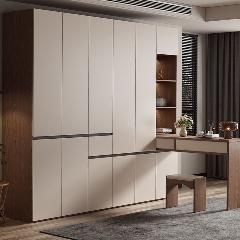 Refined Grey and Wood Wardrobe with Integrated LED Lighting - Grand 94.5" Tall ENF Eco-Friendly Armoire - Image 2