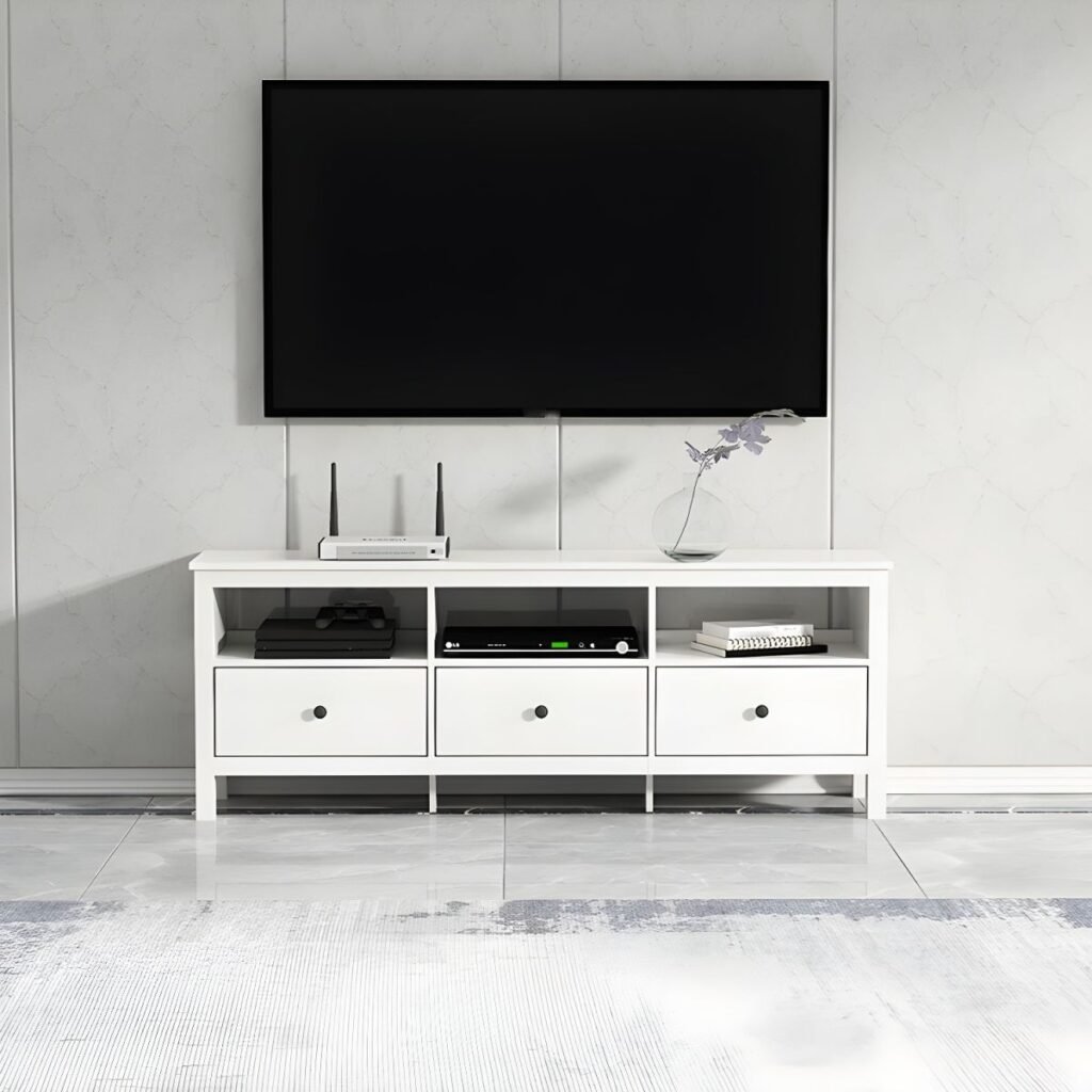 1200x12001 144 Matte White Modern TV Stand with Versatile Sizes, Sophisticated 47-94 inch Media Console for Elegant Living Sets