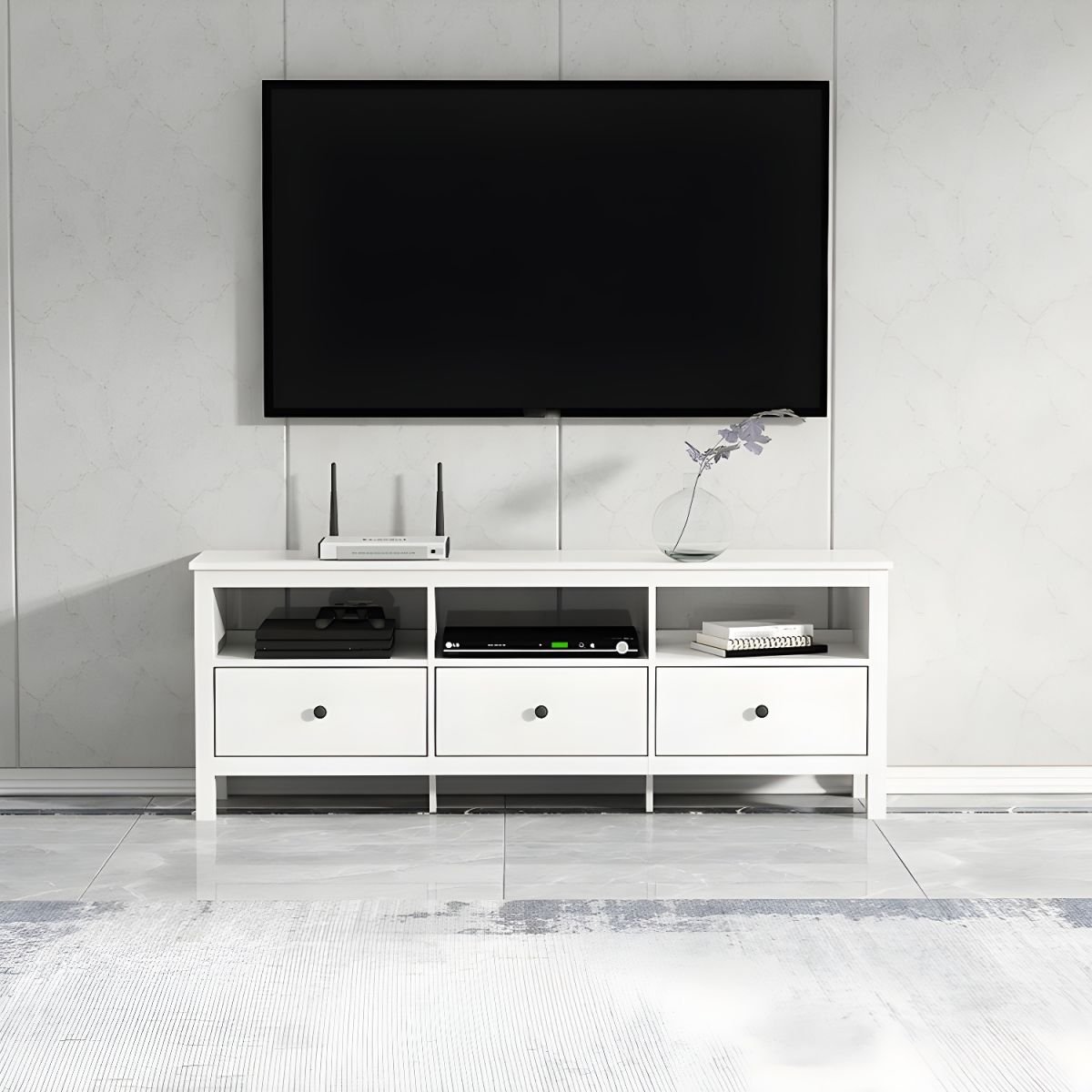 Modern Simple Style Reclaimed Wood TV Stand with Shelf, Drawers, Storage Cabinet, and Open-air Storage - Image 2