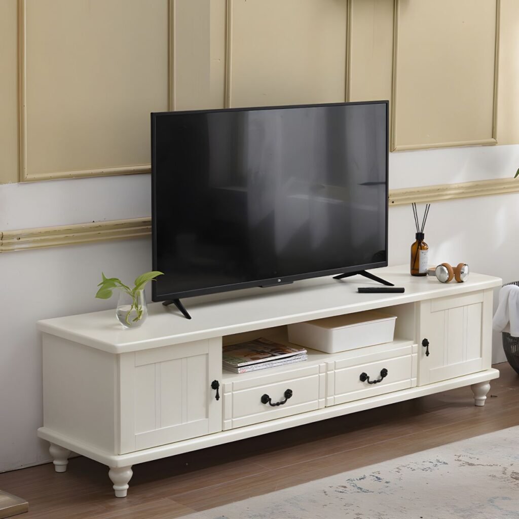1200x12001 152 Classic White Grand TV Unit with Elegant Storage, Stunning 110 inch European Mansion Style Media Wall