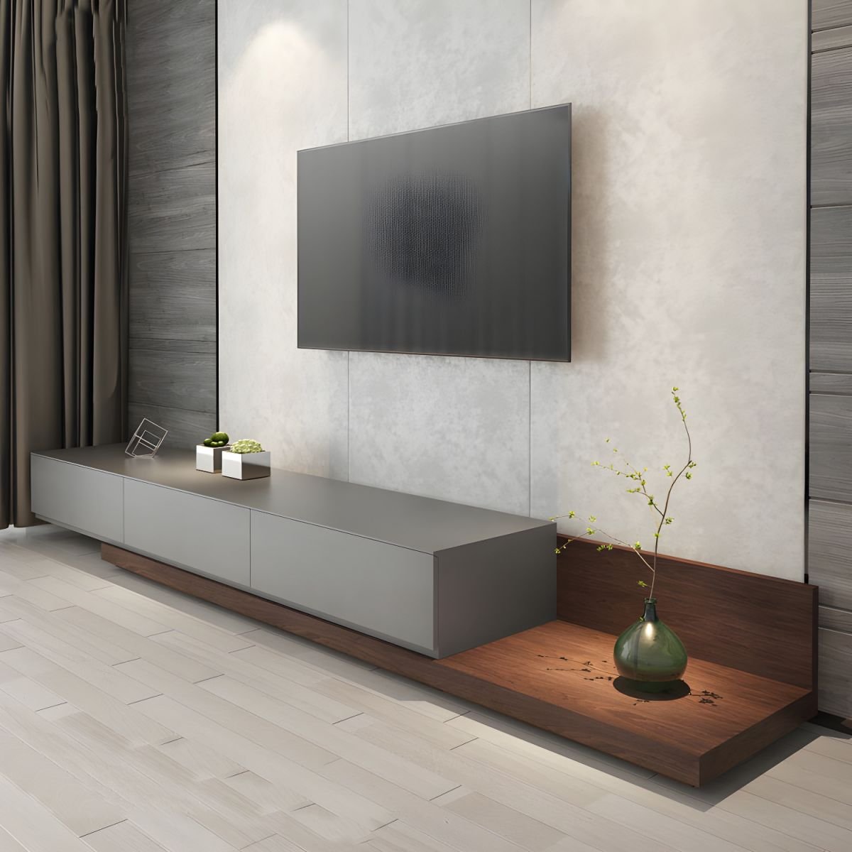 Ink Contemporary Lumber TV Stand with Multiple Drawer Options (6/4/3 Drawers) - Image 2