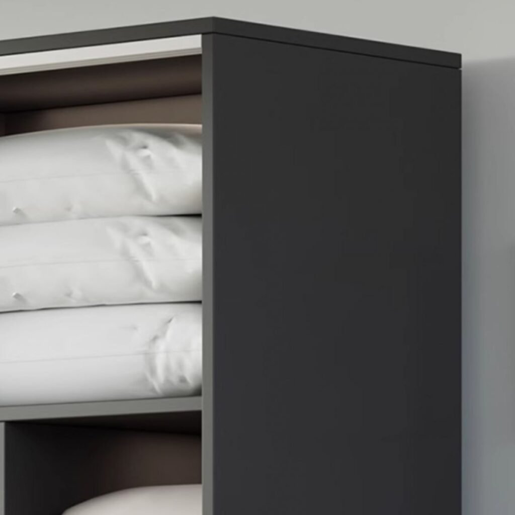 1200x12001 16 Seamless Anthracite Monolith – Untouched 86.5-Inch Deep Grey Wardrobe with White Flush-Sliding Doors, E0 Eco-Build