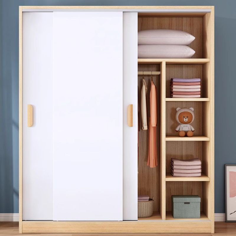 Simplistic Timber Wardrobe with Interior Shelves, Clothing Rod, and Slipping Mechanism - Image 3