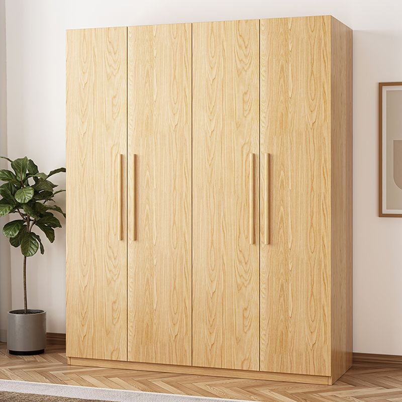 Modern Natural Wood Wardrobe Armoire with Sliding Doors, Drawers, and Shelves - Image 3
