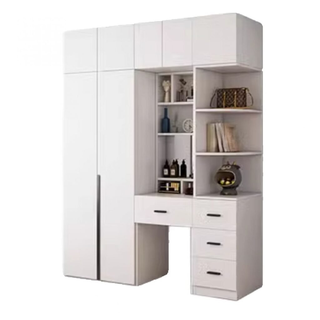 1200x120010 24 Exquisite White Armoire with Side Display Shelves - Premium 94.5" Tall ENF Eco-Friendly Wardrobe System