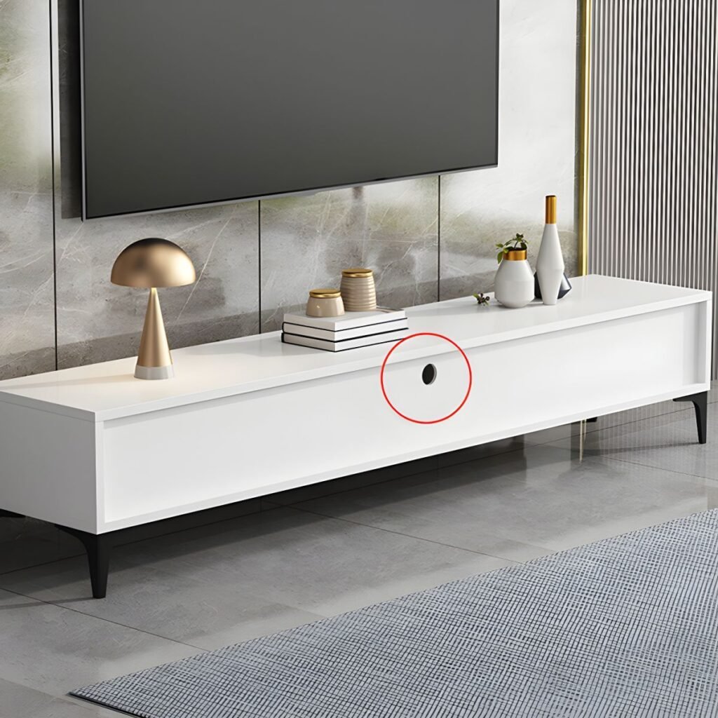 1200x120010 28 Grey White Small TV Console with Open Shelf, 47 inch Modern Two-Tone Media Stand for Cozy Living Spaces
