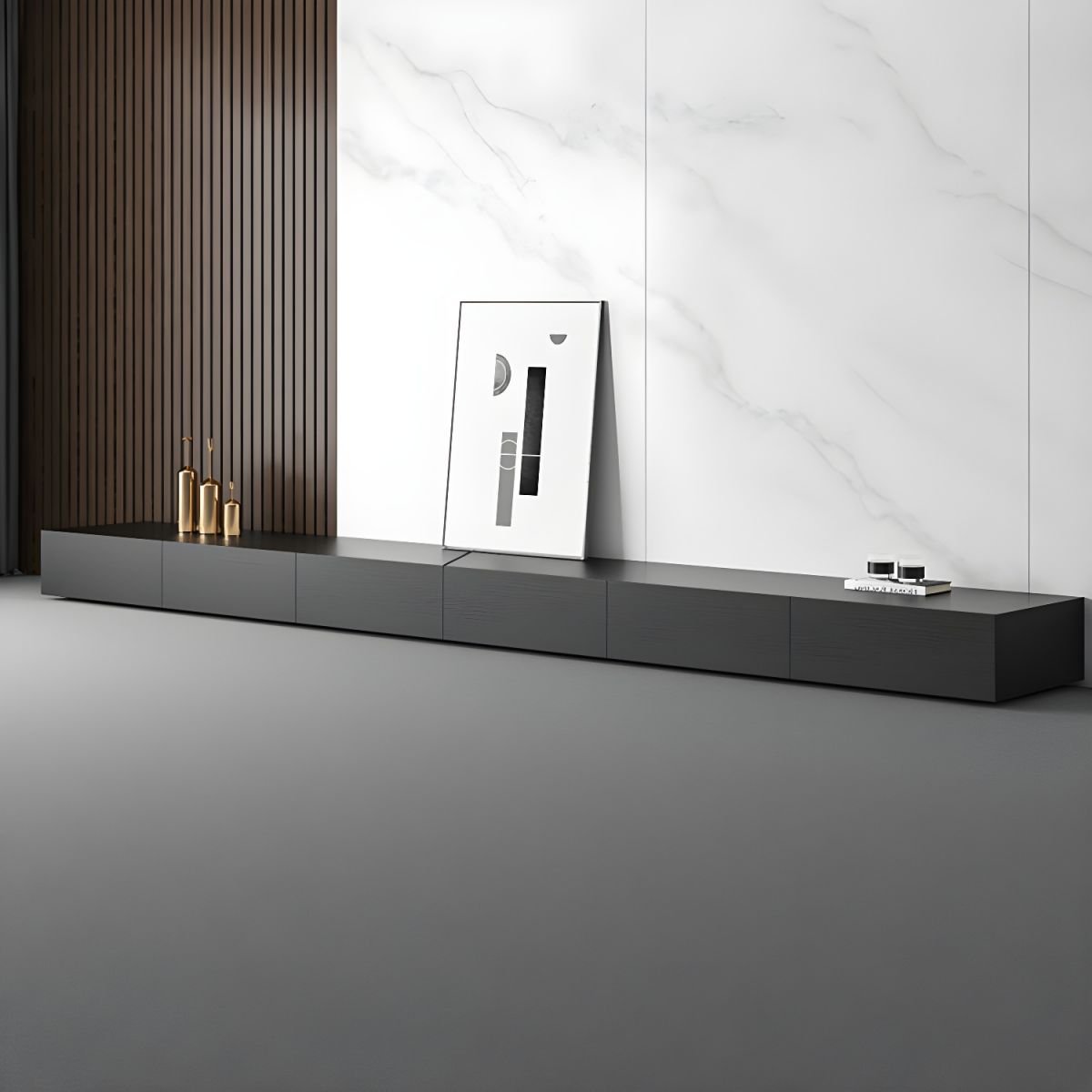 Sleek Matte Black Pine Wood TV Stand with Multiple Drawer Options (6-Drawer, 3-Drawer, 4-Drawer) - Image 8