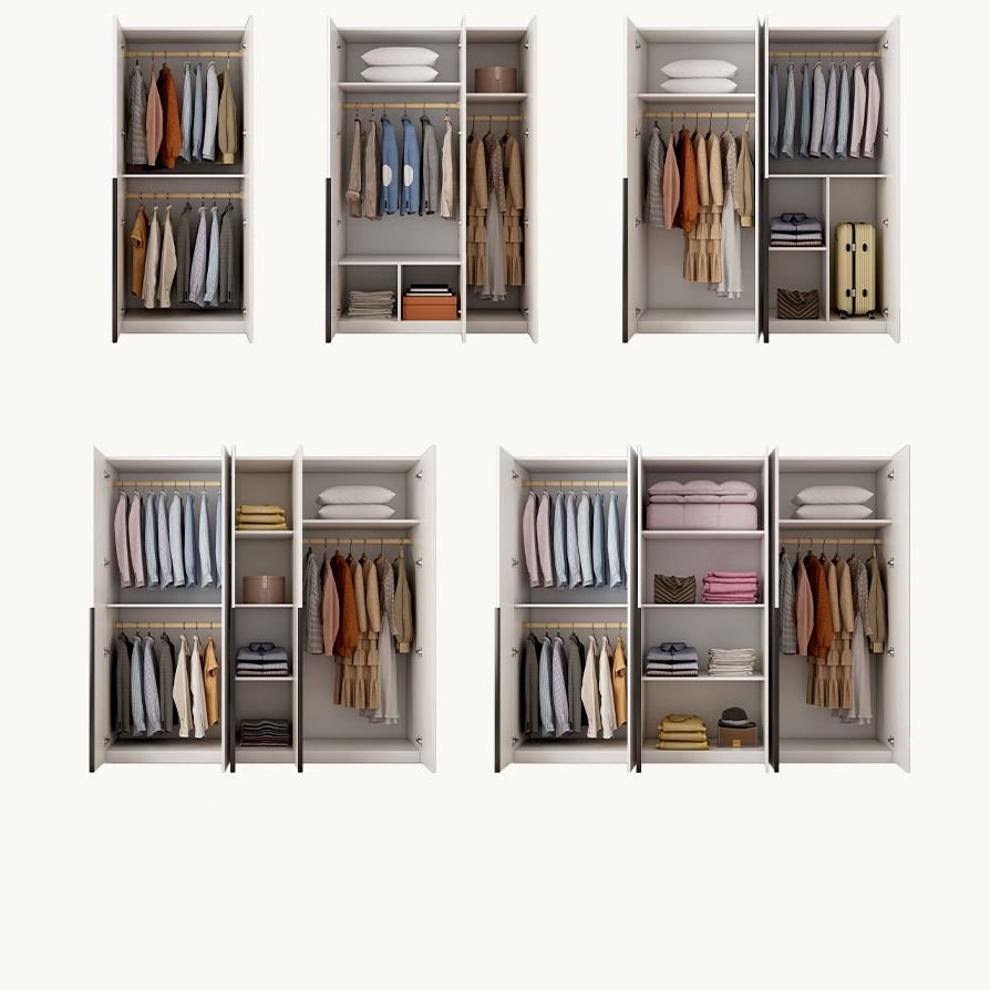 Chalk Modern Simple Style Composite Wood Wardrobe Closet with Soft Close Door, Interior Shelves, and Clothing Rod - Image 13