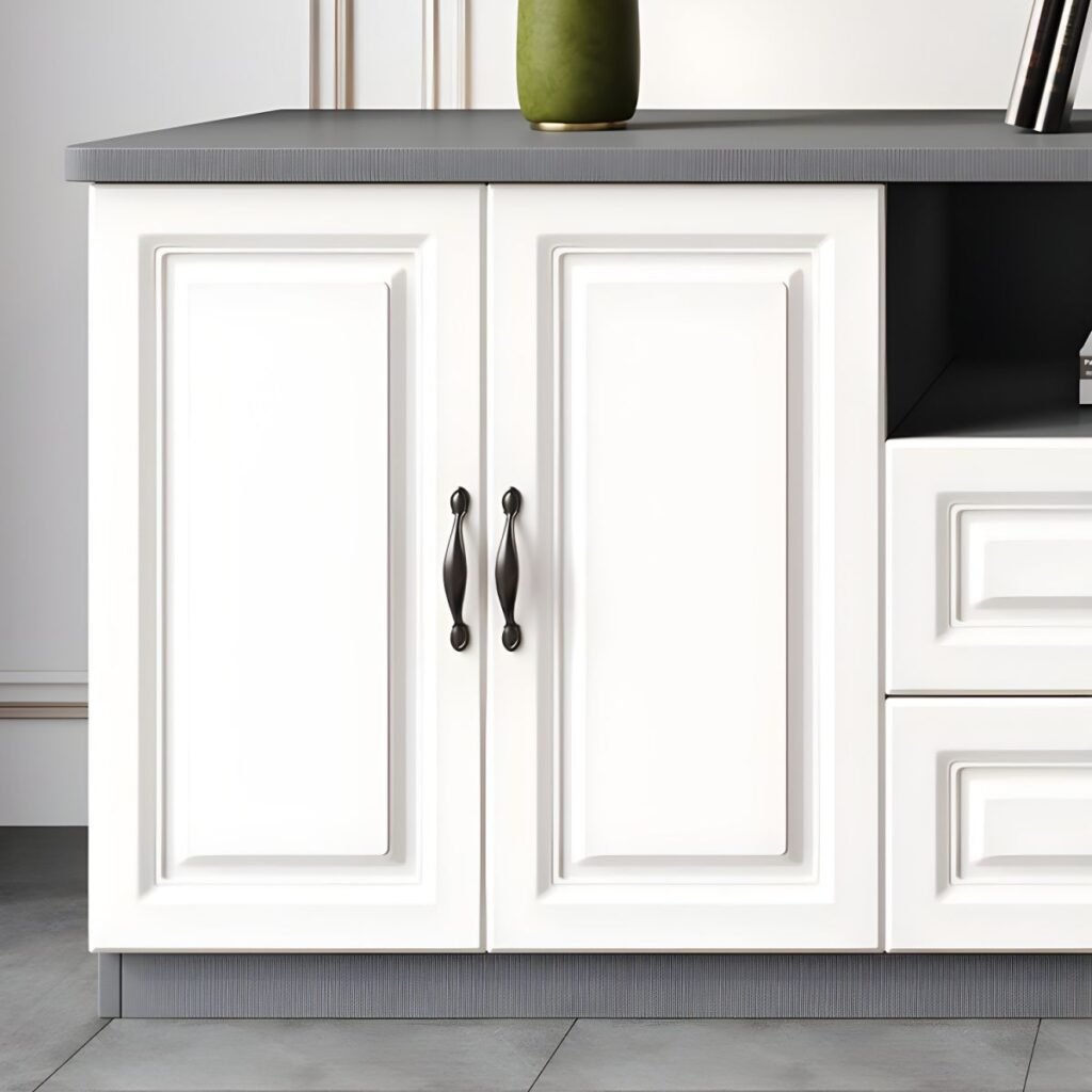 1200x120011 20 Modern Paneled Door Media Base with Drawers, Charming 63 inch Mid-Height Entertainment Center for Upscale Homes