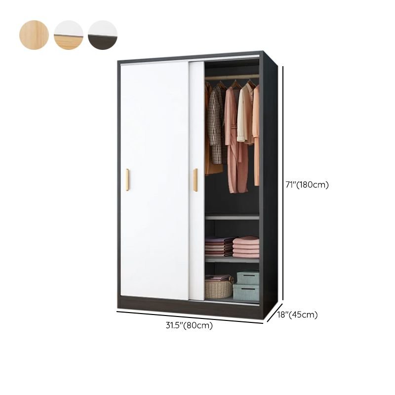 Modish Wooden Independent Armoire Cabinet with Soft Close Door, Interior Shelves, and Clothing Rod - Image 7