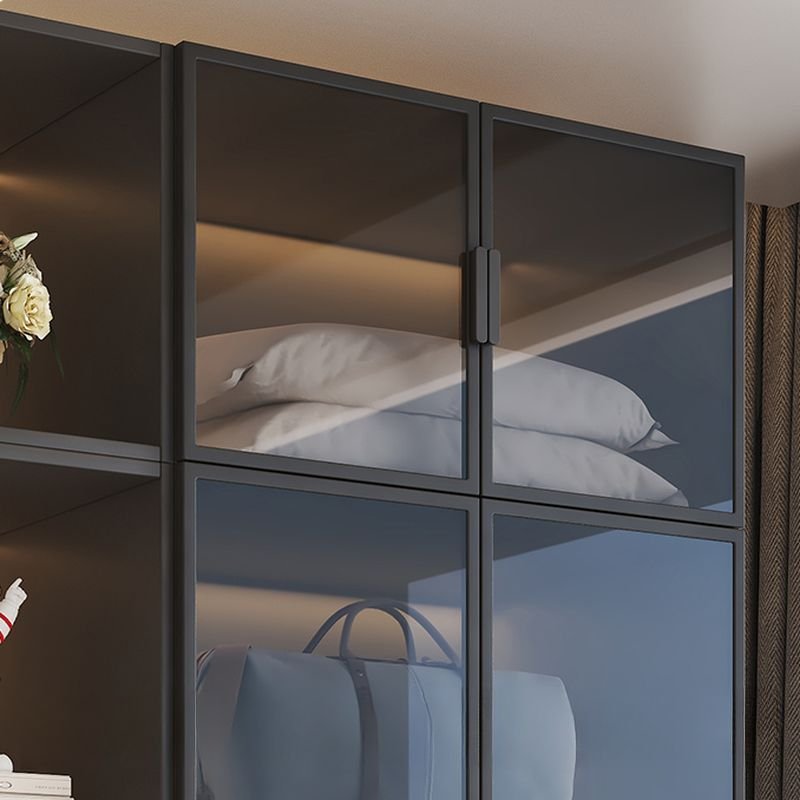 Storm Gray Minimalist Laminate Wardrobe Armoire with Compartments, Interior Shelves, 3 Soft Close Drawer and 8 Doors, and Clothing Rod - Image 3