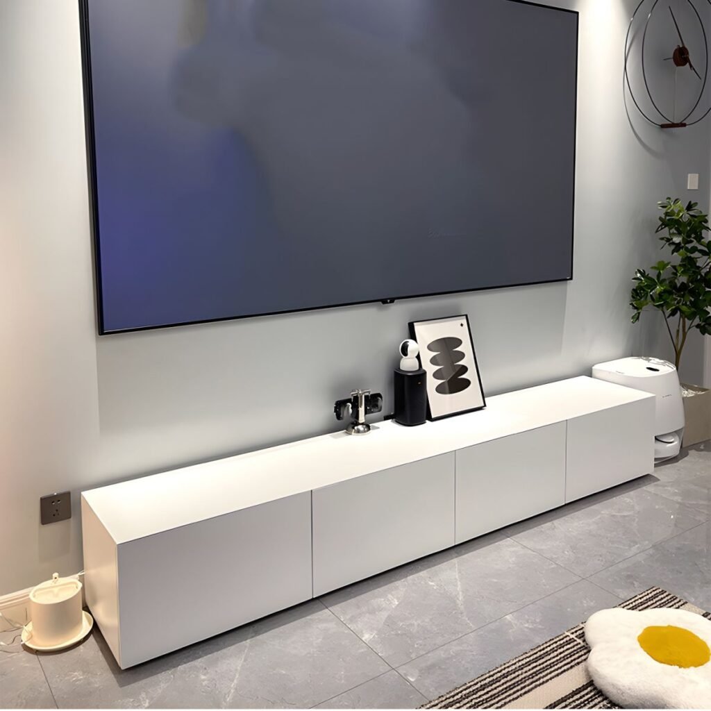 1200x12002 122 Apexerahomelife JX-TVC-030 Elegant White Minimalist TV Stand Sleek Modern Media Console
