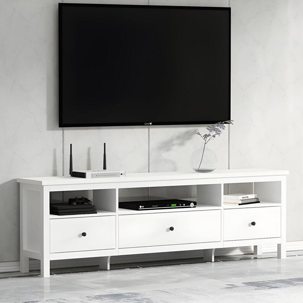 1200x12002 143 Matte White Modern TV Stand with Versatile Sizes, Sophisticated 47-94 inch Media Console for Elegant Living Sets