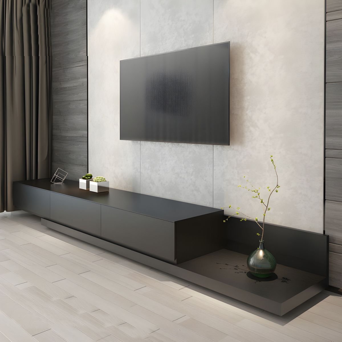 Ink Contemporary Lumber TV Stand with Multiple Drawer Options (6/4/3 Drawers) - Image 3