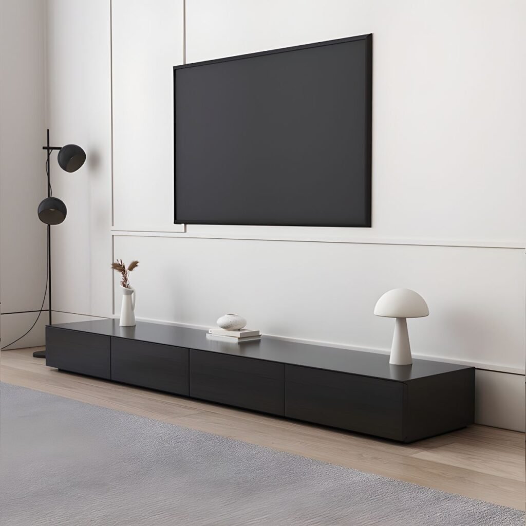 1200x12002 165 Low Profile Black Wood Console | Sleek Stand