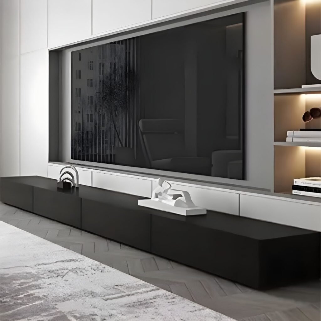 1200x12002 166 Black Wood Grain TV Console | Stunning 94" Unit