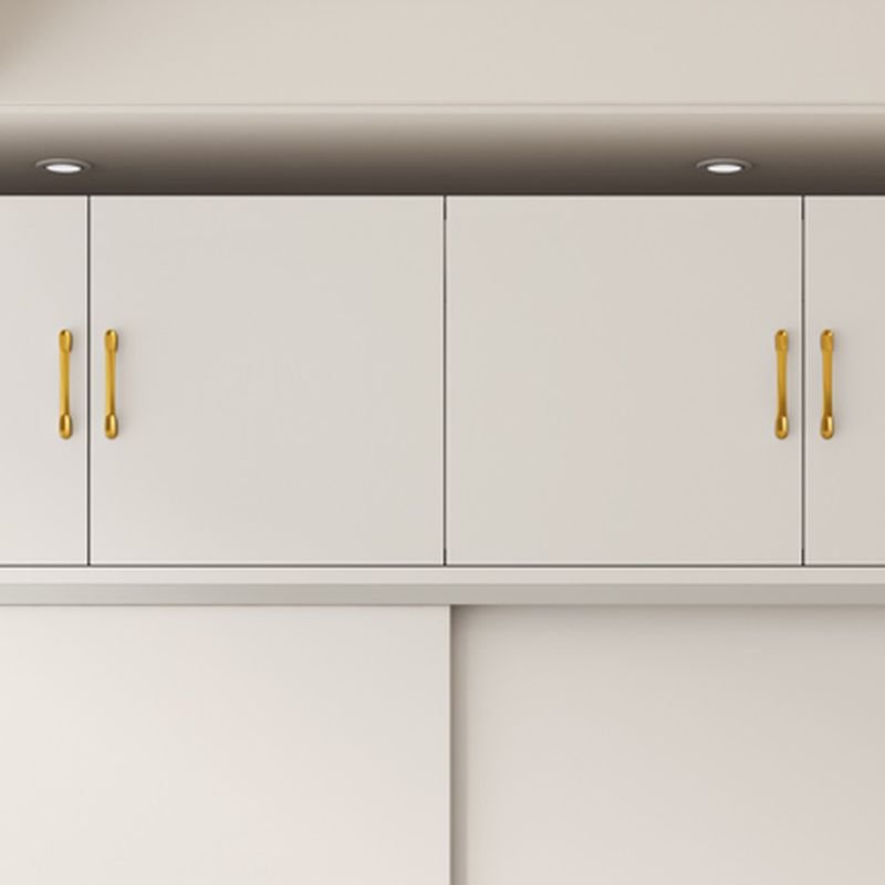 Graceful White Sliding Door Armoire with Top Cupboards - Premium 71" to 86.5" Modular Wardrobe in 28 Versatile Configurations - Image 3