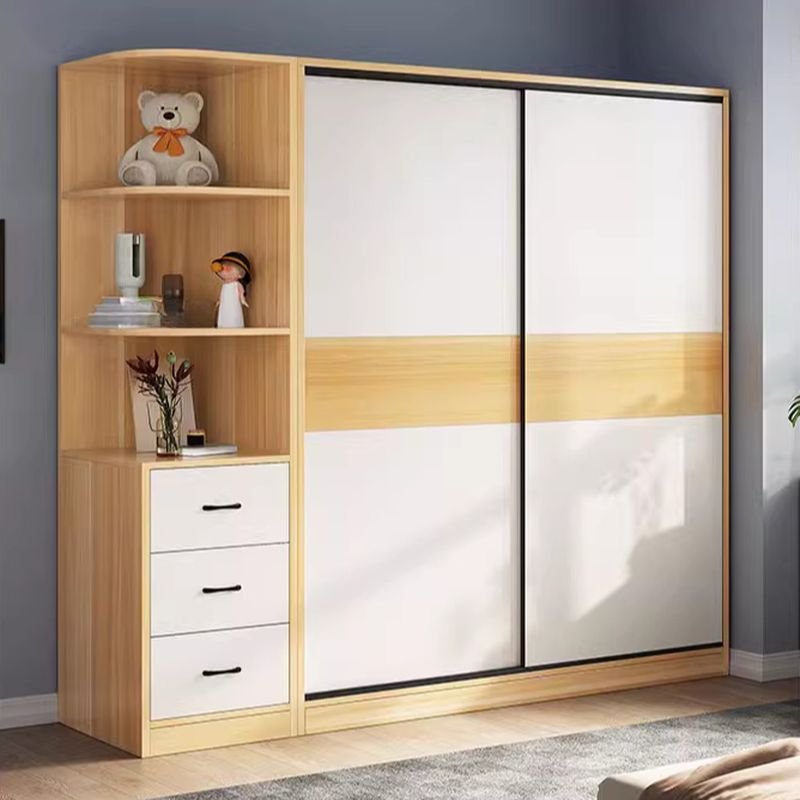 Chalk Minimalist Laminate Cabinet Armoire with 3-Drawer/4-Drawer, Interior Shelves, and Clothing Rod - Image 3
