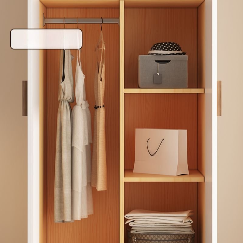 Simple Oak Wood Wardrobe with Soft Close Door, Interior Shelves, and Hanging Rod - Image 4