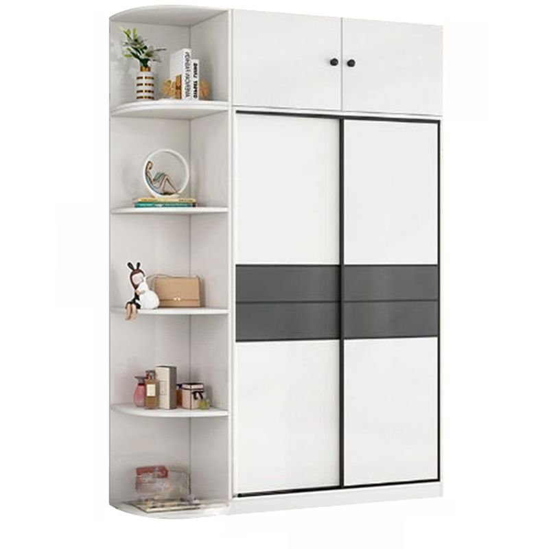 White Modish Wooden Armoire Cabinet with Soft Close Drawer, Soft Close Door, Interior Shelves, and Clothing Rod - Image 4