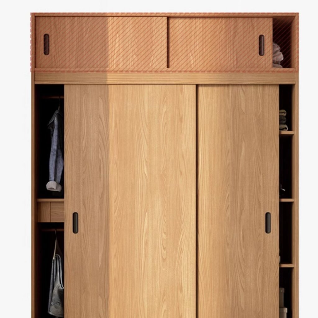 1200x12002 54 Magnificent Grey and Wood Sliding Wardrobe with Extra-Tall 102.5" Vertical Storage - Luxury 20-Style Modular System in 260cm Height