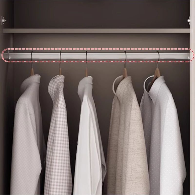 Tan Modish Manufactured Wood Armoire Cabinet with Soft Close Door, Interior Shelves, and Clothing Rod - Image 3