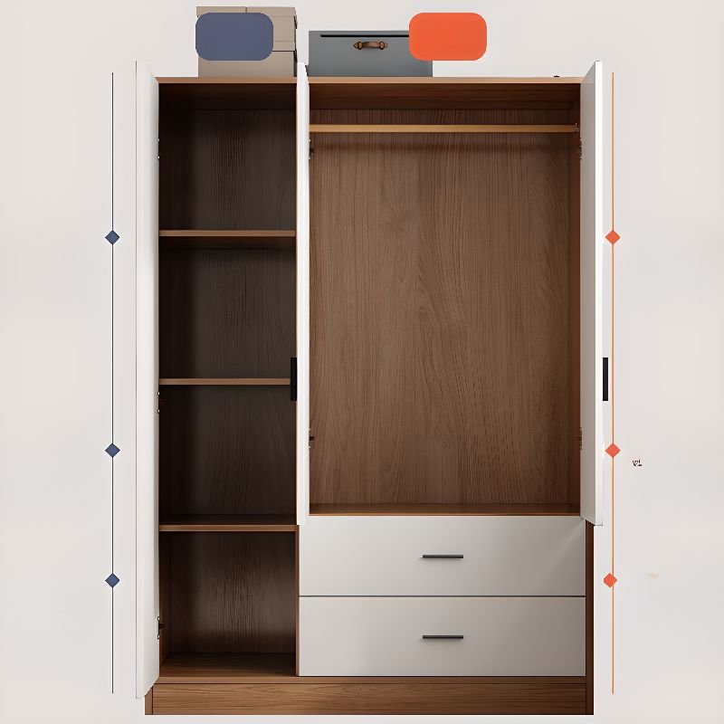 Beige Modish Laminate Independent Wardrobe with Soft Close Drawer, Soft Close Door, and Interior Shelves - Image 4